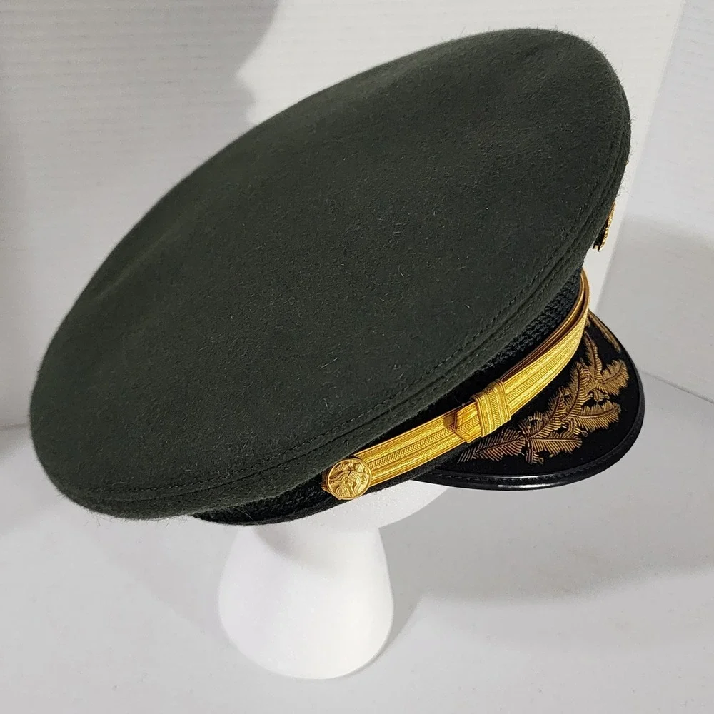 VTG Art Caps New York Military Service Cap Green Wool Gold Bullion Visor Vietnam